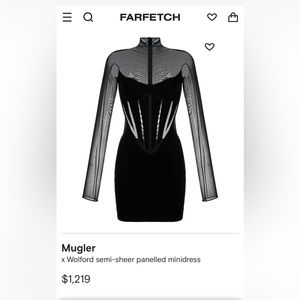Mugler x Wolford semi-sheer panelled minidress